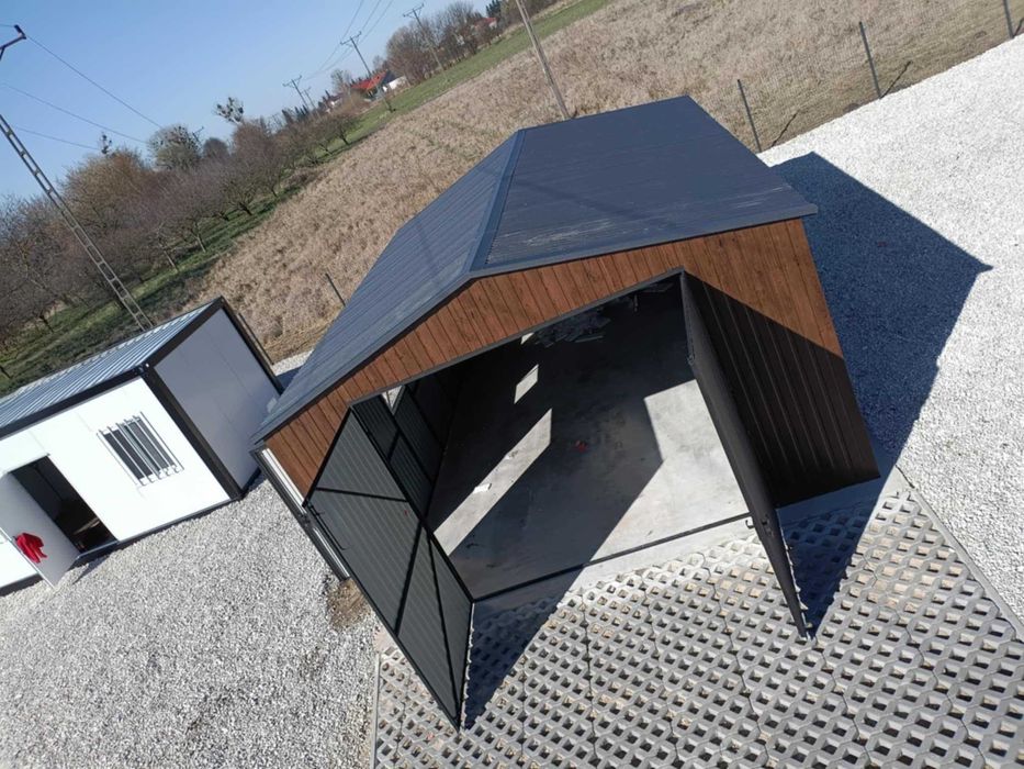 Garaż blaszany 5x7 drewnopodobny, garaże 4x6,5x6,6x6,7x6 z profili,