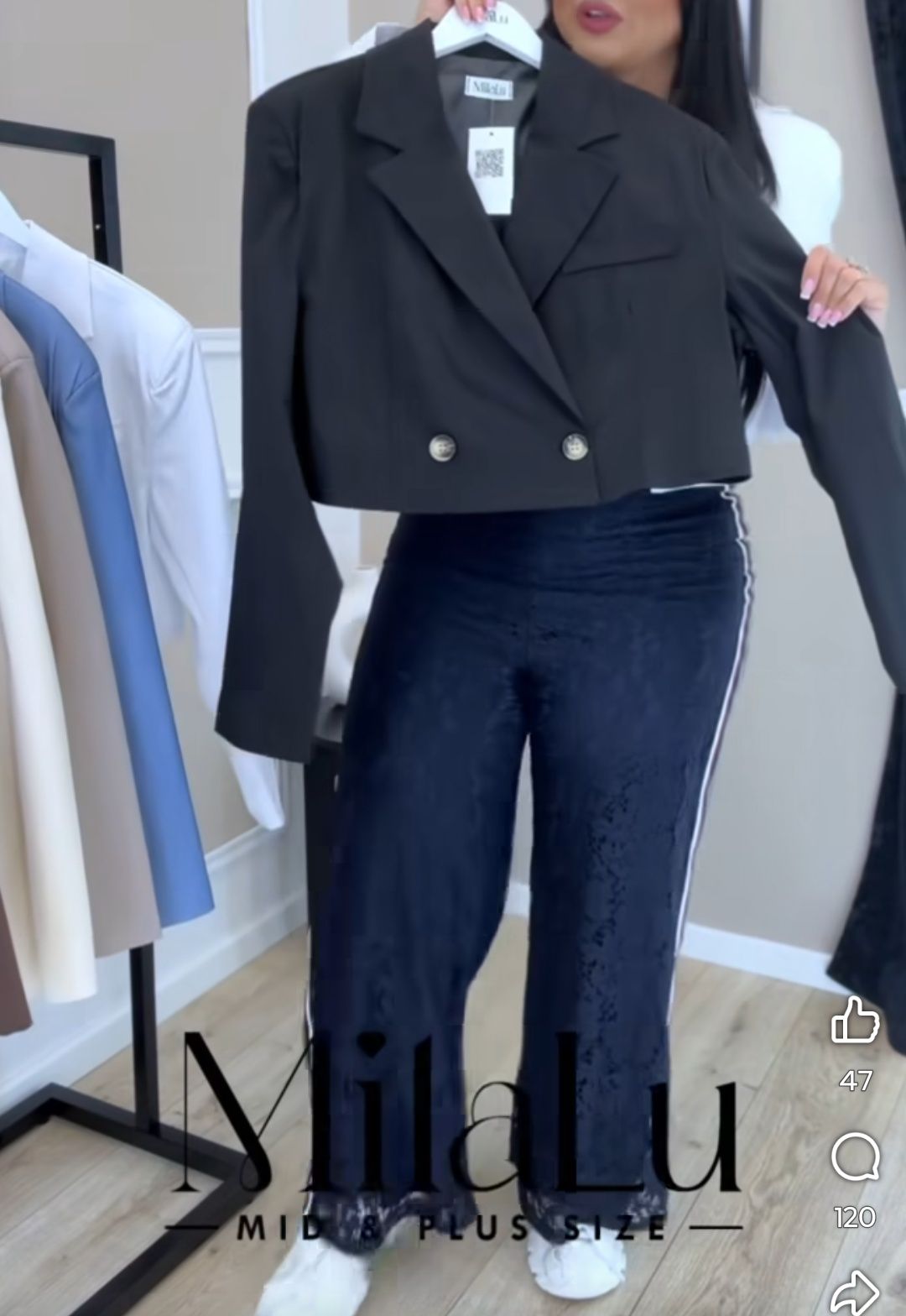 Marynarka krótka oversize Milalu narzuta żakiet rozmiar 42 44 XXL 46