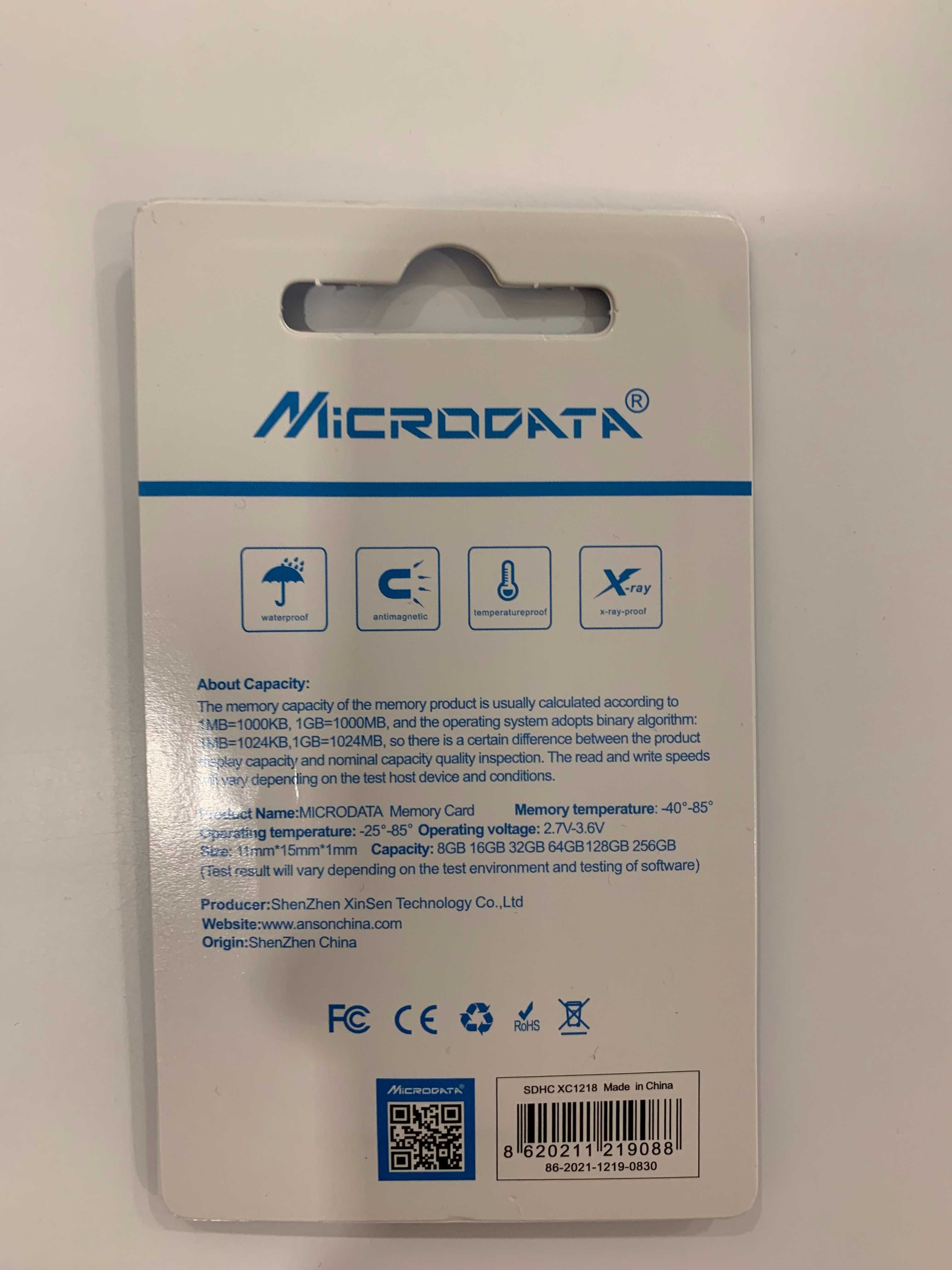 Cartão Micro SD 64GN Microdata Novo - embalado