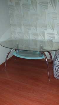 Стеклянный столик с прозрачной полочкой!