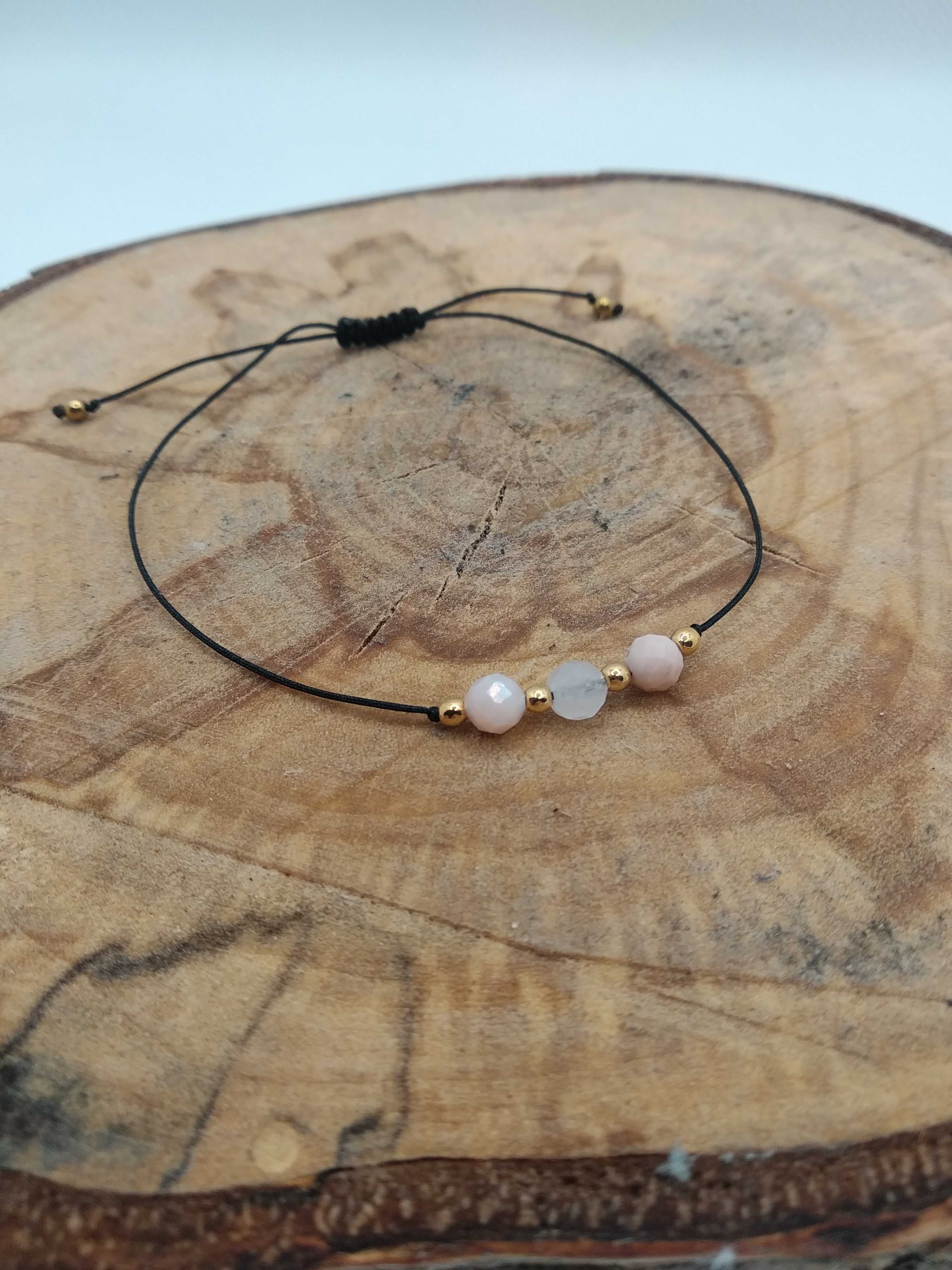 Nowa bransoletka z kamieni naturalnych - opal, różowy kwarc