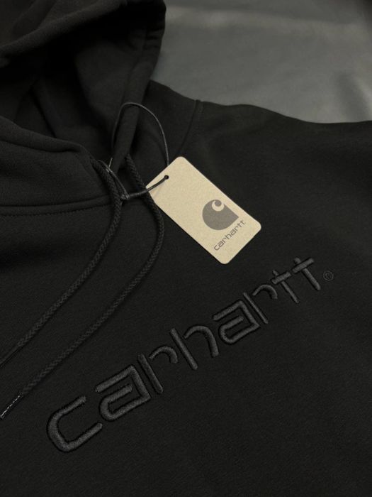 Чоловіче худі Carhartt чорне толстовка унісекс кофта з капюшоном
