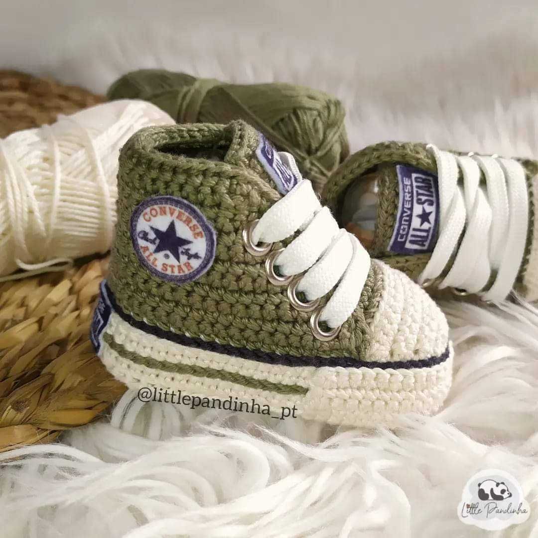 Tênis para Bebé / sapatilhas All star em crochet