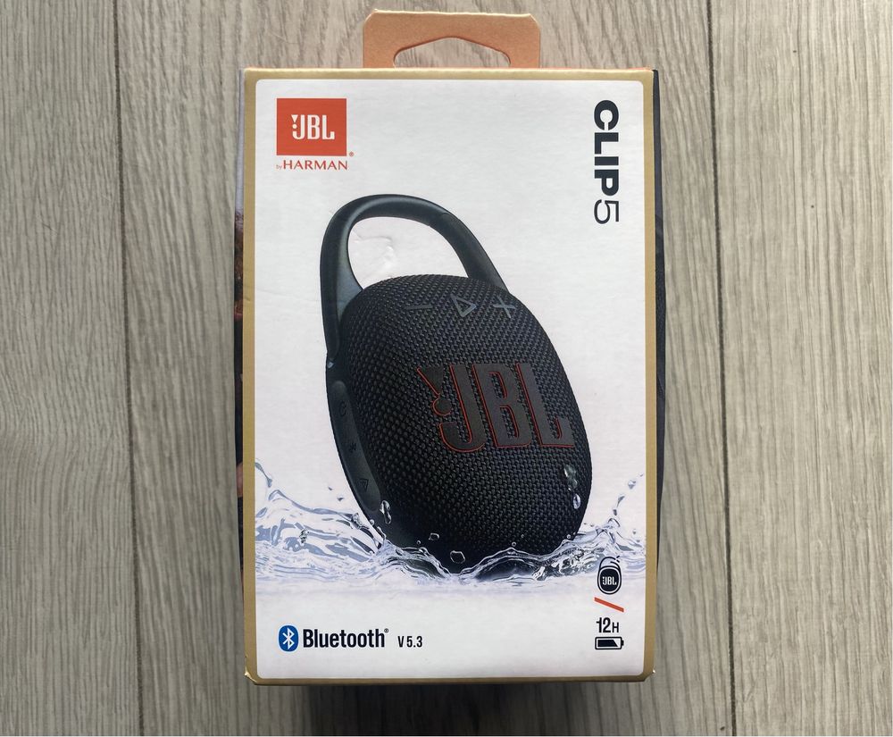 Nowy Oryginalny Przenośny Głośnik Bluetooth JBL Clip 5 Czarny Okazja!!