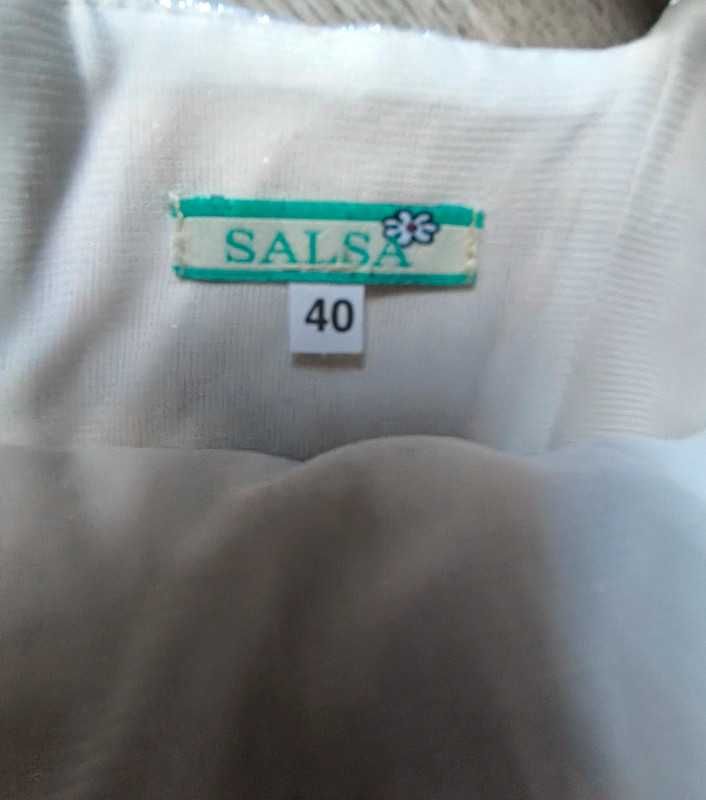 Elegancka sukienka, srebrno złota.Salsa