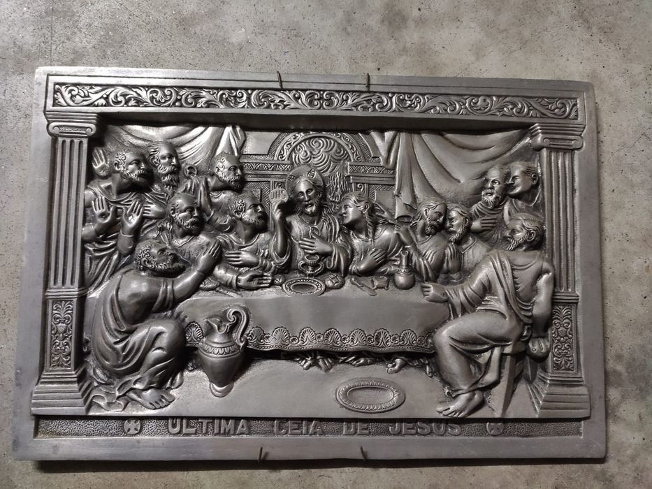 Quadro da última ceia de Cristo em estanho 95%