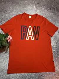 Красная футболка мужская с большим логотипом G Star Raw (Оригинал)