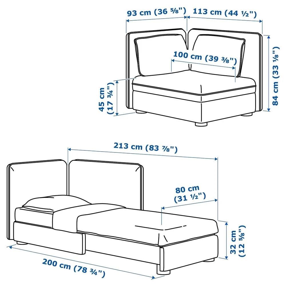 Ikea Vallentuna - sofa rozkladana - 1 osobowa