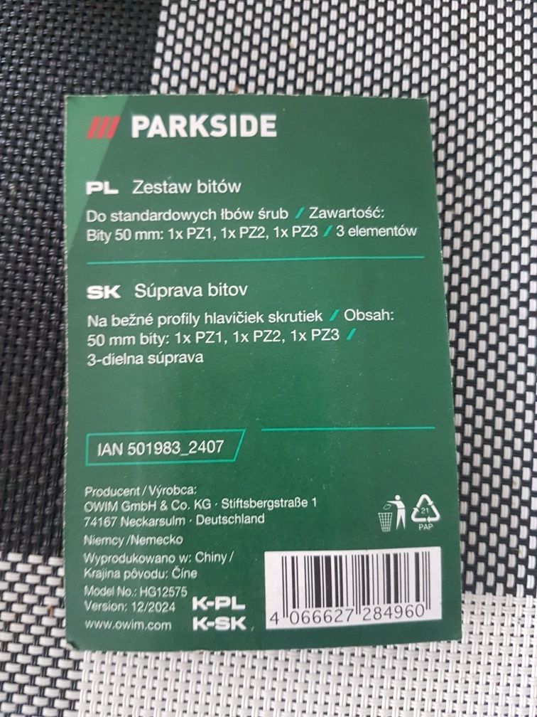 Do kolekcji - zestaw bitów - PARKSIDE - nowe PZ