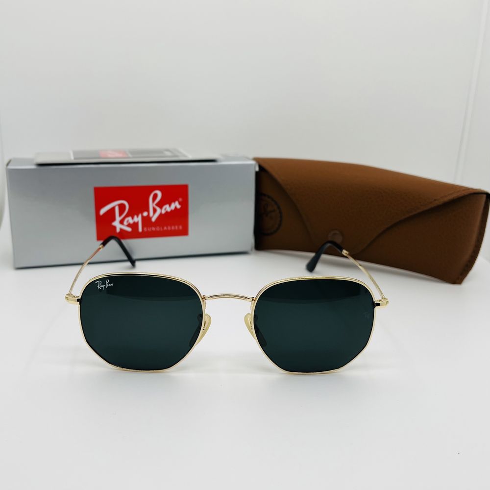 Солнцезащитные очки Ray Ban Hexagonal 3548 Gold-Black 56мм стекло