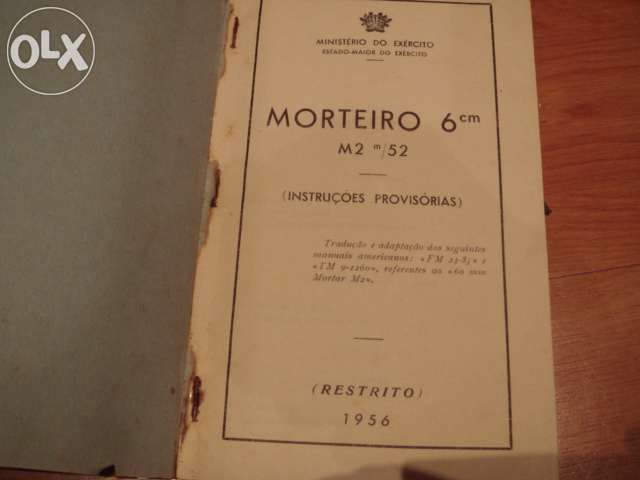 livro 1956 minist. exercito- instruçoes manuseio morteiro c/estampas