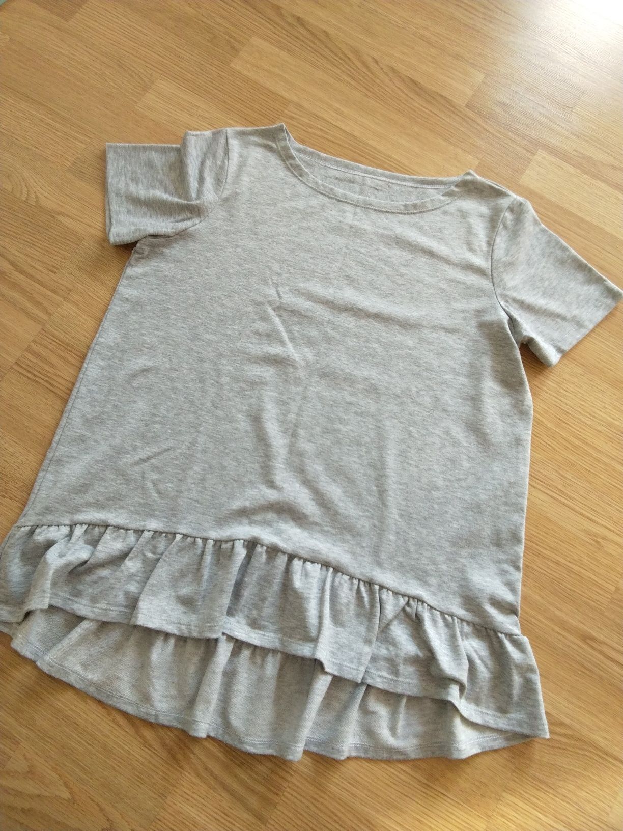 Bluzka krótki rękaw oversize xl szara cienka dresówka