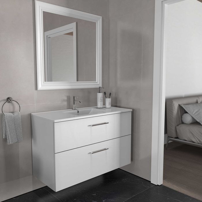 Szafka łazienkowa ORiSTO z umywalką 90 cm, biała w połysku