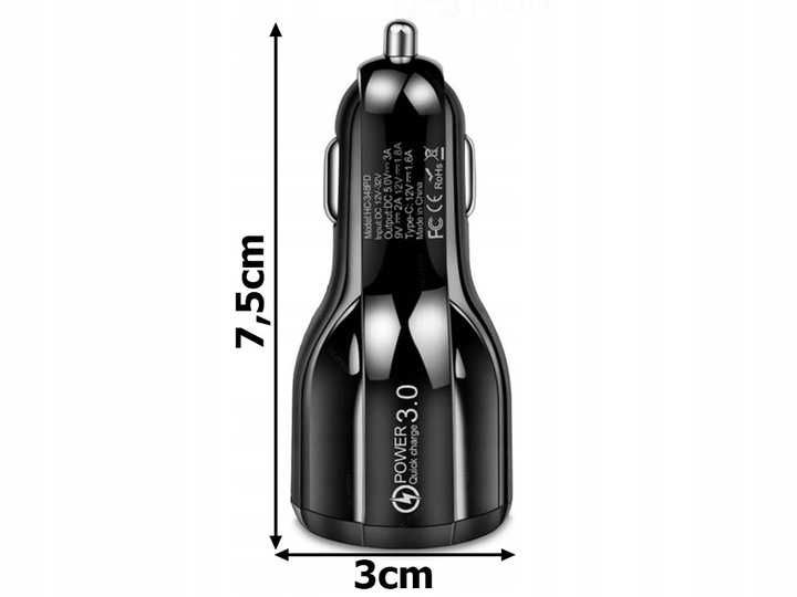 ładowarka samochodowa do gniazd zapalniczki 2 xusb quick charge 3.0 po