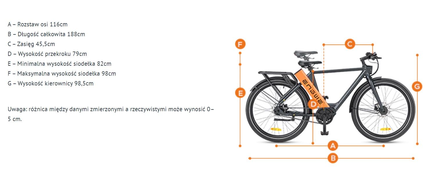 Rower Elektryczny Engwe P275 Pro Czarno Pomarańczowy