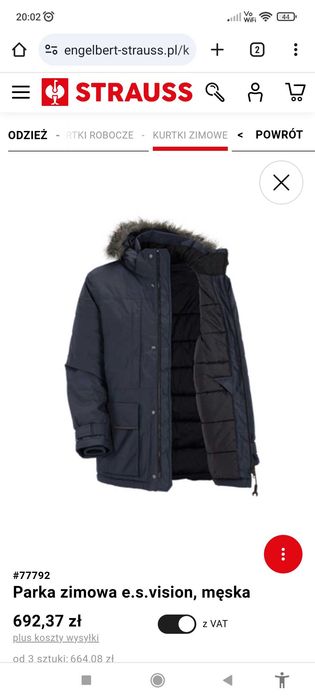 Kurtka męska , parka zimowa e.s.vision. firmy STRAUSS
