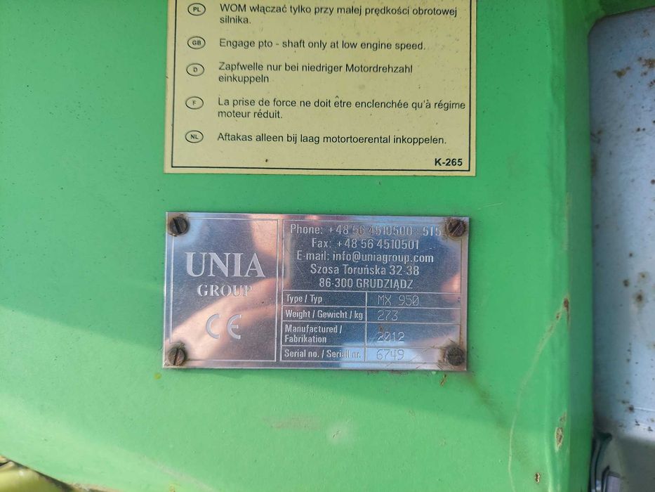 Unia MX950 Розкидач мінеральних добрив