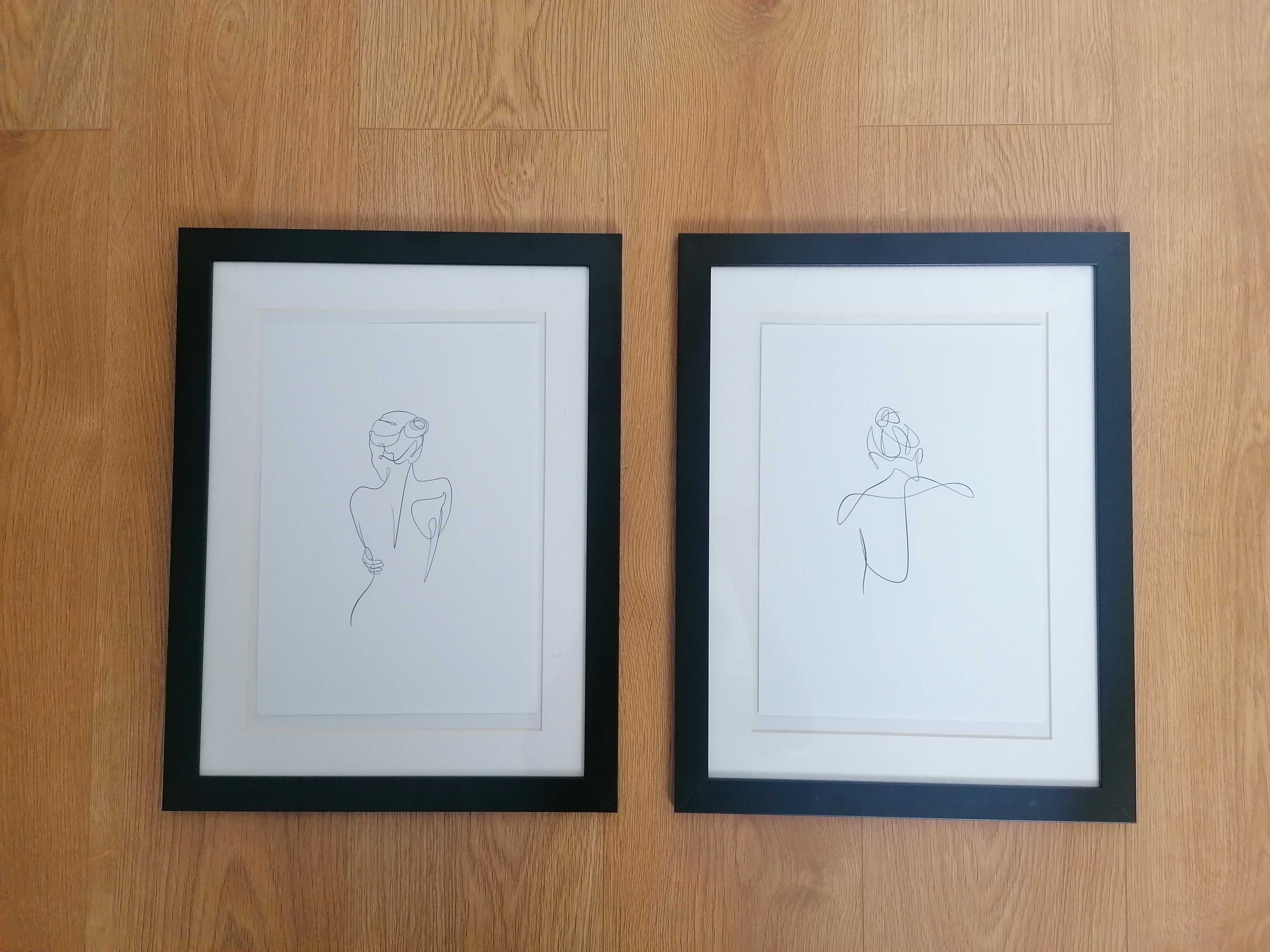 Obraz grafika lineart kobieta ramka czarna 30x40 Ikea minimalistyczny