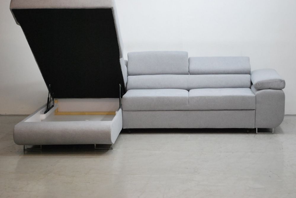 OAA DESIGN NOWOCZESNY NAROŻNIK  funkcja spania pojem szara tkanina