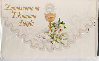 Zaproszenie na I Komunię Świętą + koperta eleganckie 10sztuk