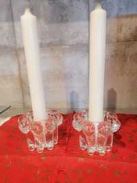 2 swieczniki szklane ze świeczkami