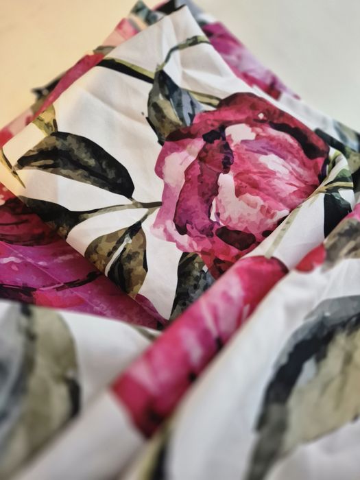 Zasłony piwonie różowe +2 poszewka + firana gratis