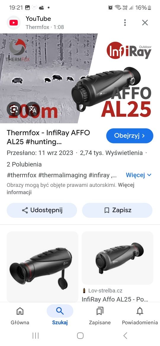 Termowizja INFIRAY AFFO AL 25 na Gwaranji