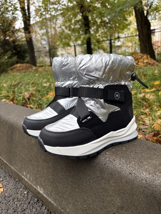 Дутики дутіки для дівчинки дівчаток сріблясті 29 30 31 32 зимові термо