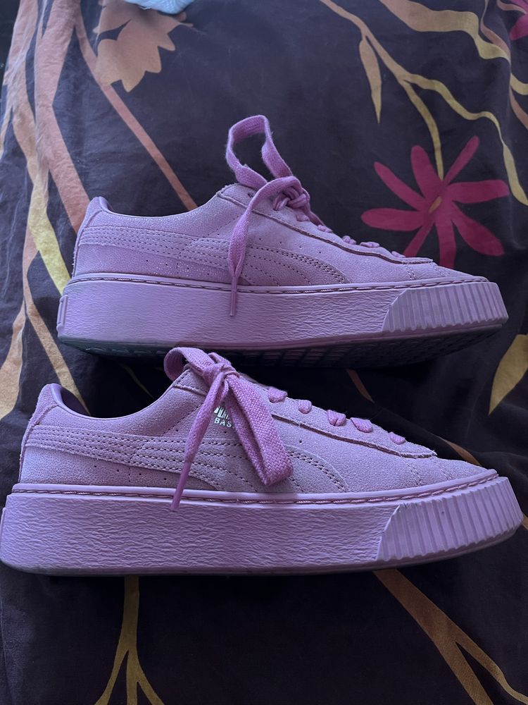 Кроссовки puma basket platform velour suede