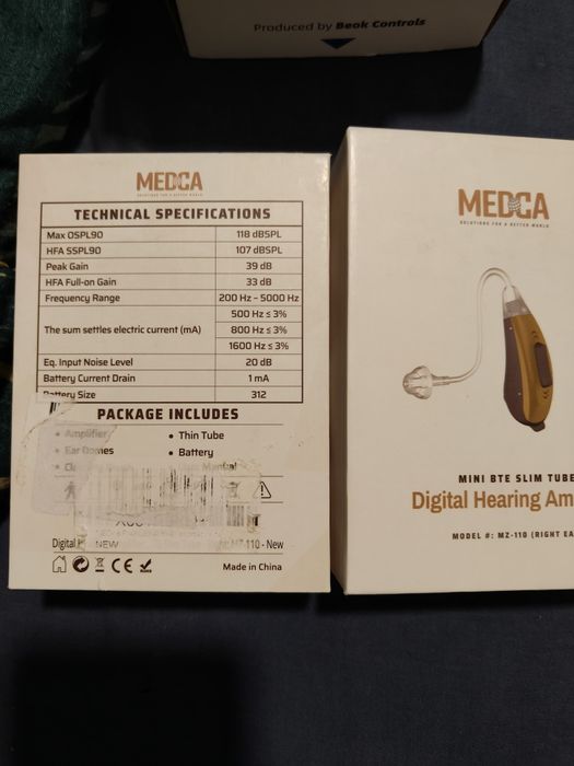 Mini aparat słuchowy MEDICA MZ-110 na PRAWE ucho,na baterie