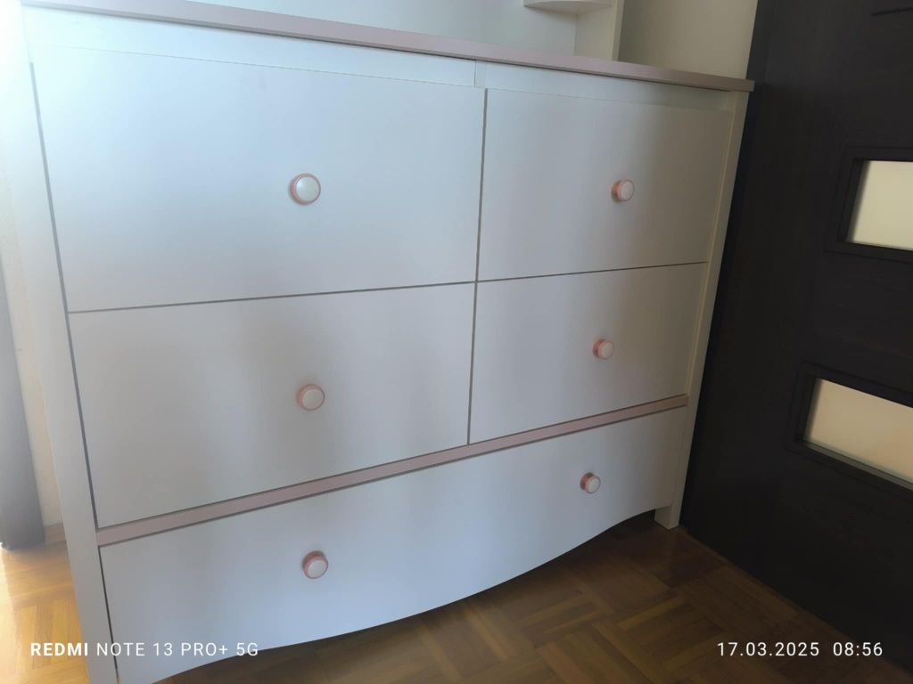 Komoda z lustrem, Toaletka dziecięce, kolekcji MIA, Agata meble