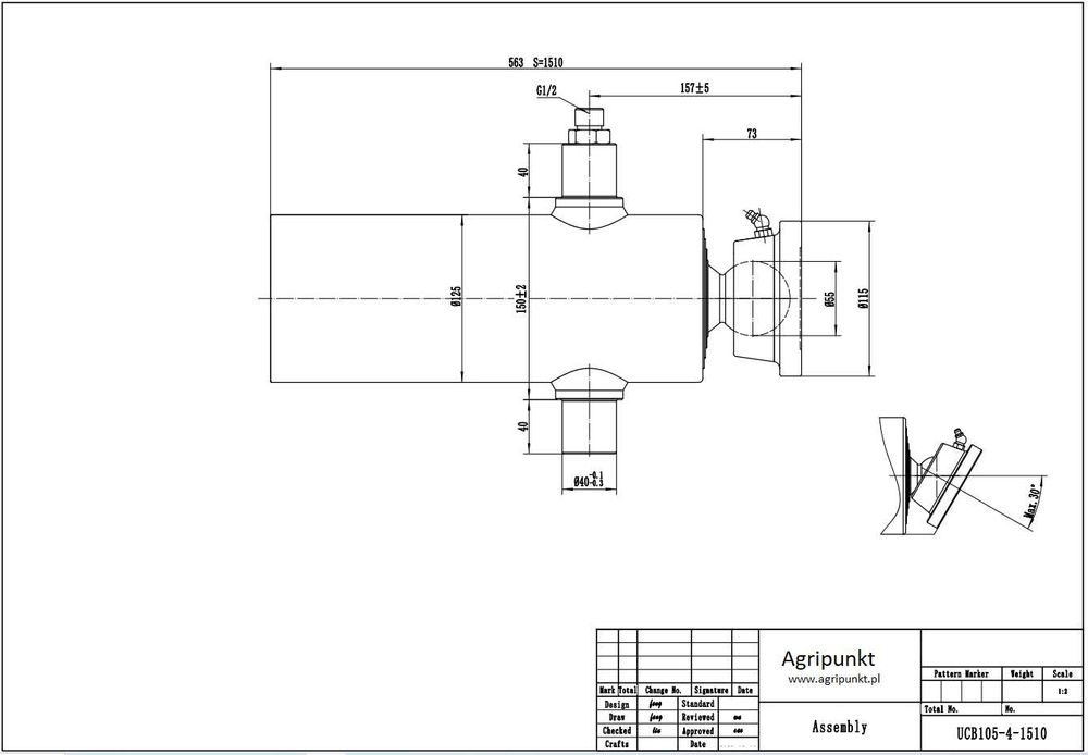 Siłownik HYVA wywrotu 16/11 Ton, 4-sekcjny chromowany skok 152cm