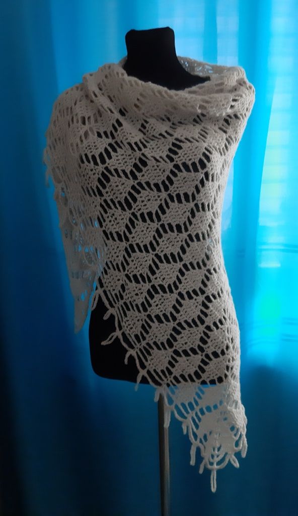 Chusta szydełkowa 100% alpaka ROMBY Handmade