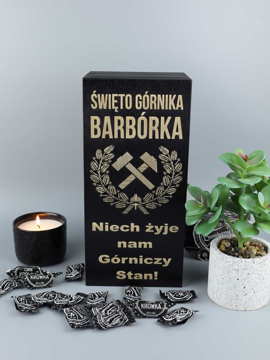 Skrzynka na whisky z grawerem – 3 wzory, na Barbórkę dla górnika 2025