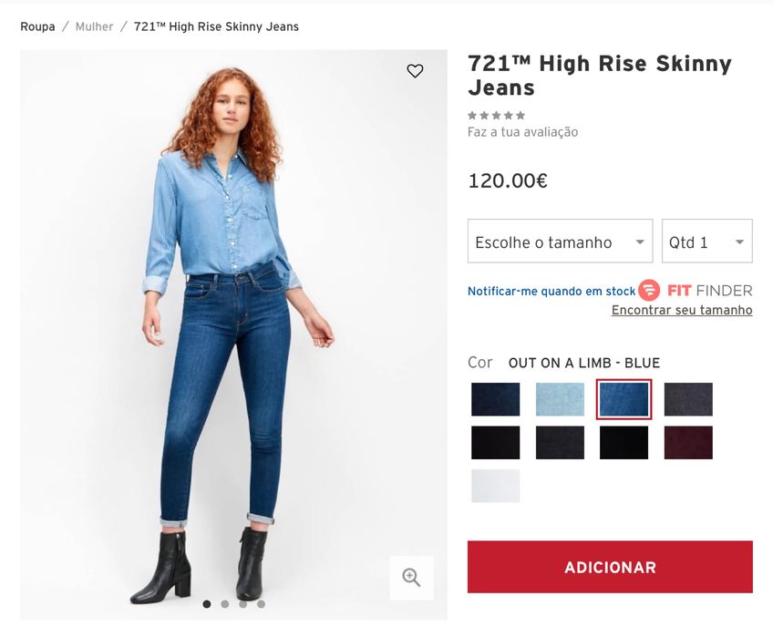 Levis 721  High Rise tamanho 24