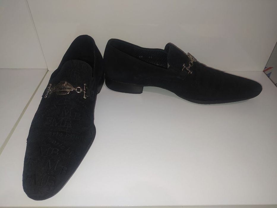 Туфлі, лоферы чорні Mario Bruni, натуральна замша і шкіра, Італія