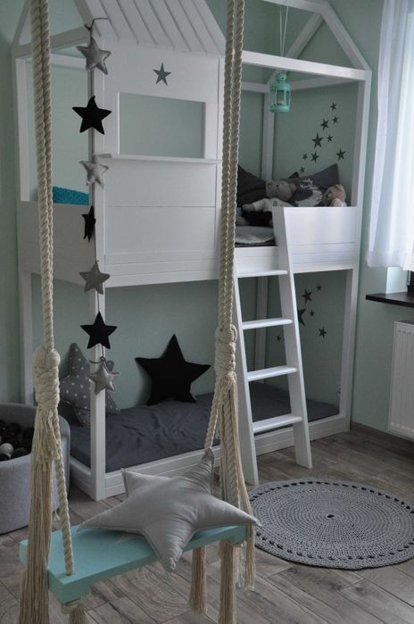 Łóżko piętrowe dziecięce z litego drewna - hand made - polecam