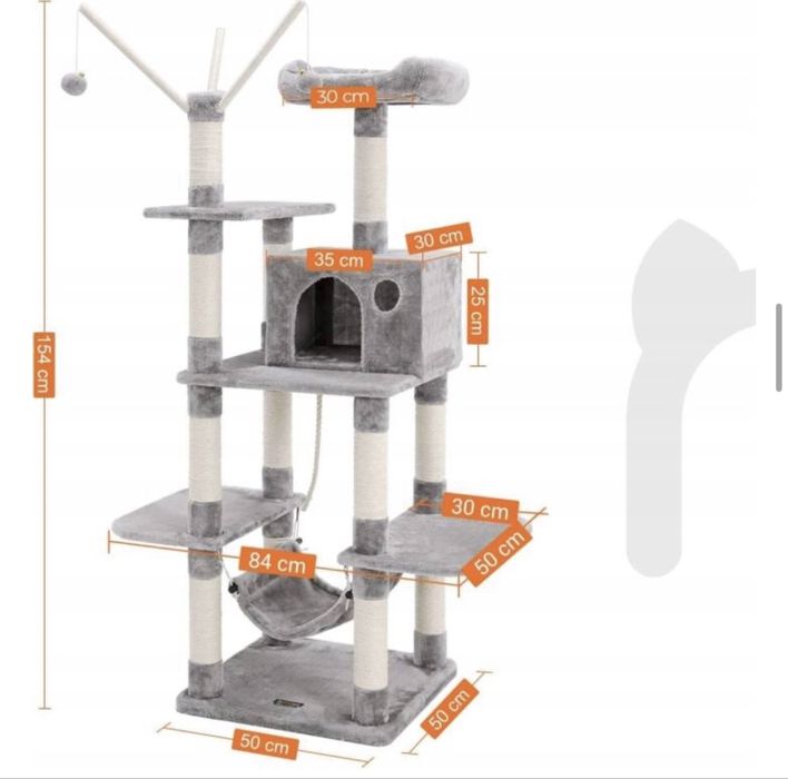 Drapak dla kota duży XL Legowisko Domek Jasnoszary