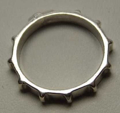 Srebrna obrączka różaniec  R.9.  3,3 mm.