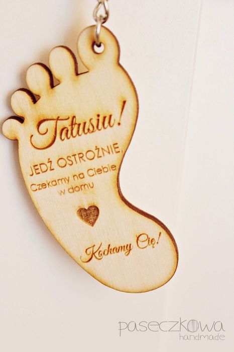Brelok breloczek drewniany grawer PERSONALIZACJA serce koniczynka