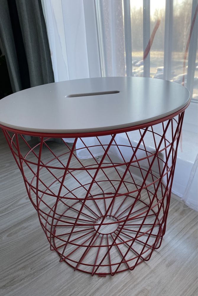 Stolik z miejscem do przechowywania czerwony/ jasnoszary Kvistbro Ikea
