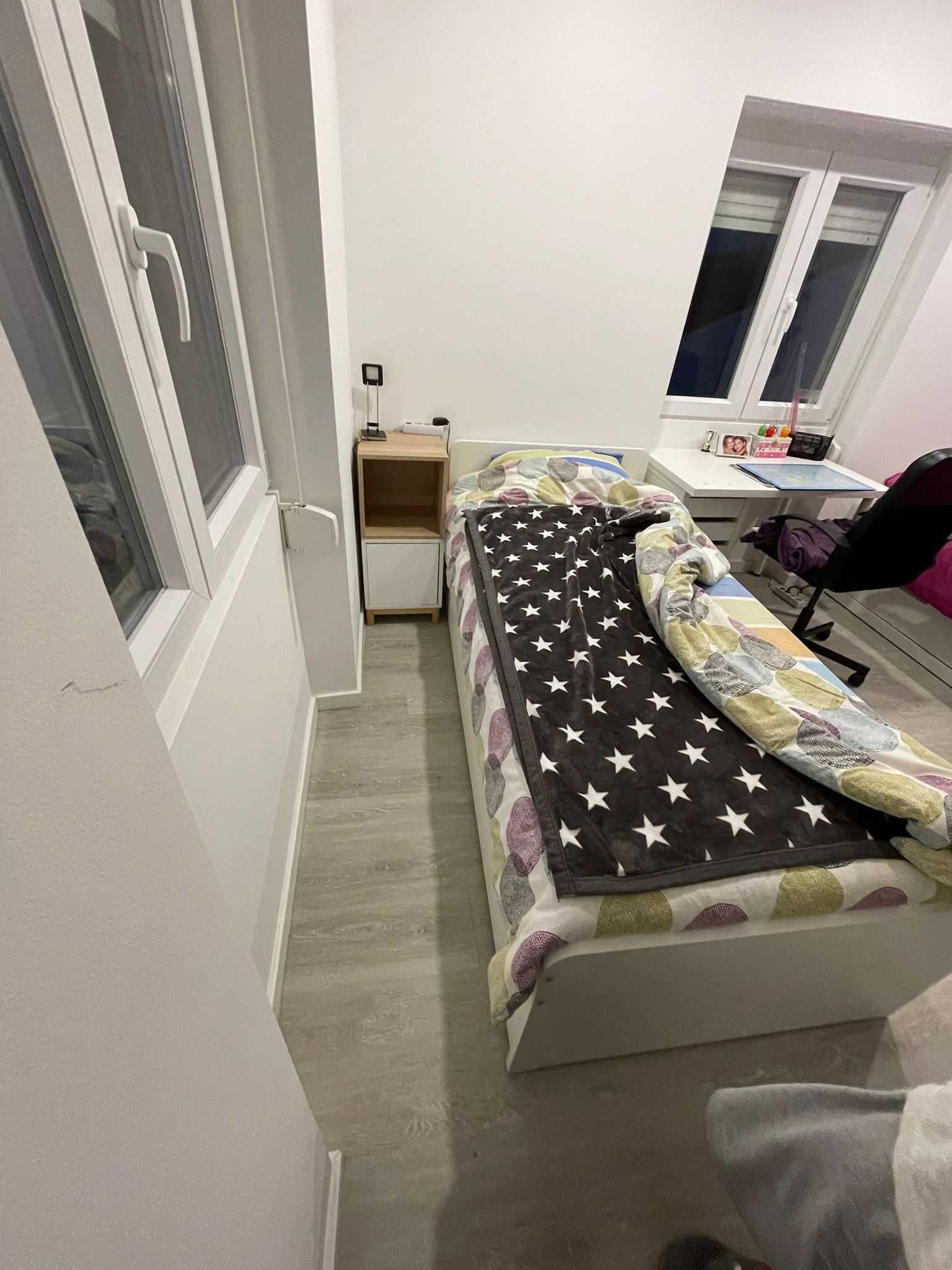 SLÄKT Cama-gavetão c/arrumação, branco, 90x200 cm