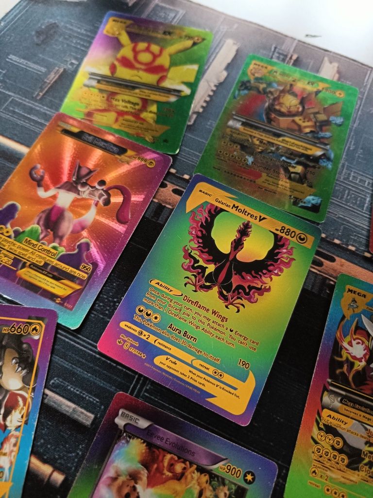 10 kart tęczowe Pokemon karty