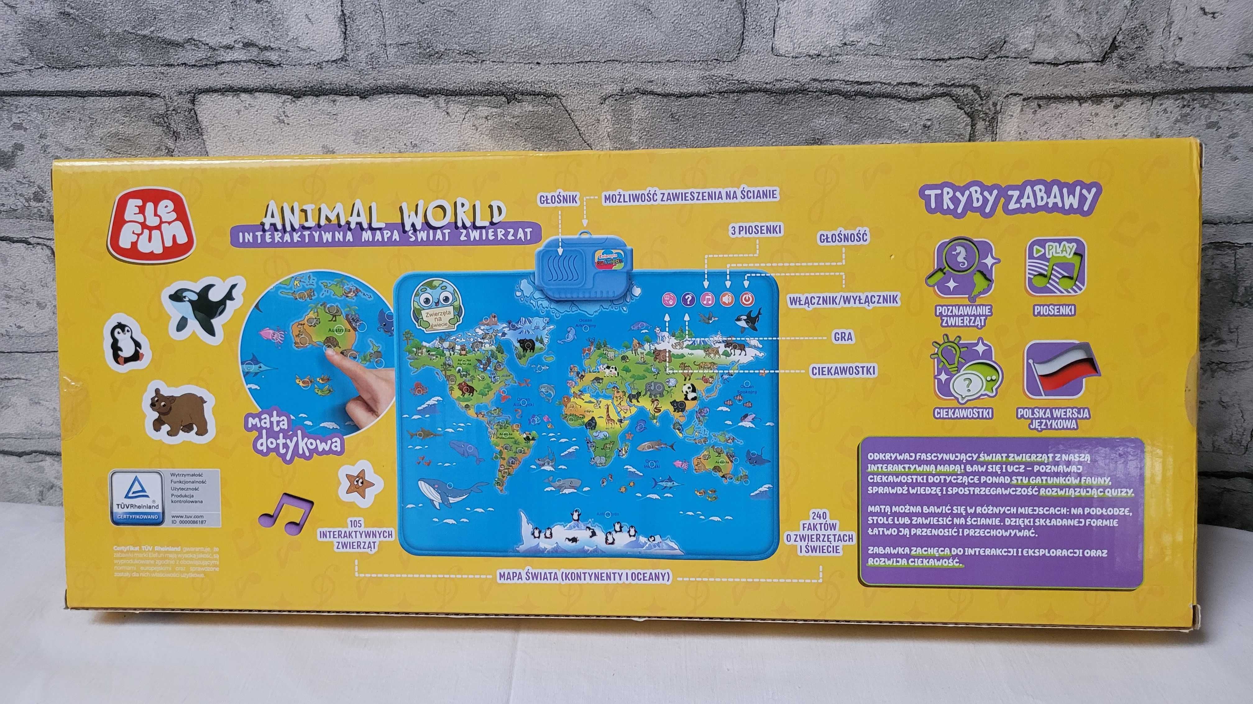 Interaktywna mapa zwierzęta świata Mapa dotykowa