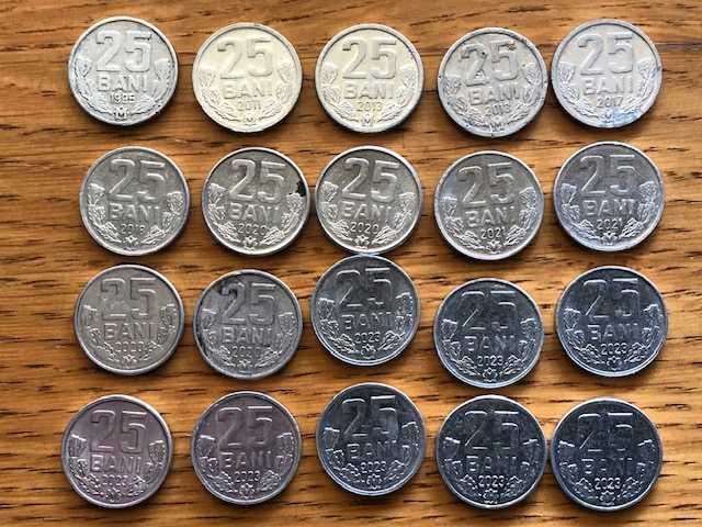 Обиходные монеты Молдова 5, 10, 25, 50 бань разных годов выпуска