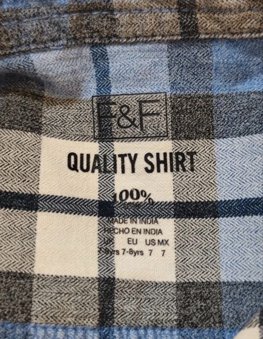 Koszula chłopięca w kratkę z długim rękawem F&F, 100% bawełna