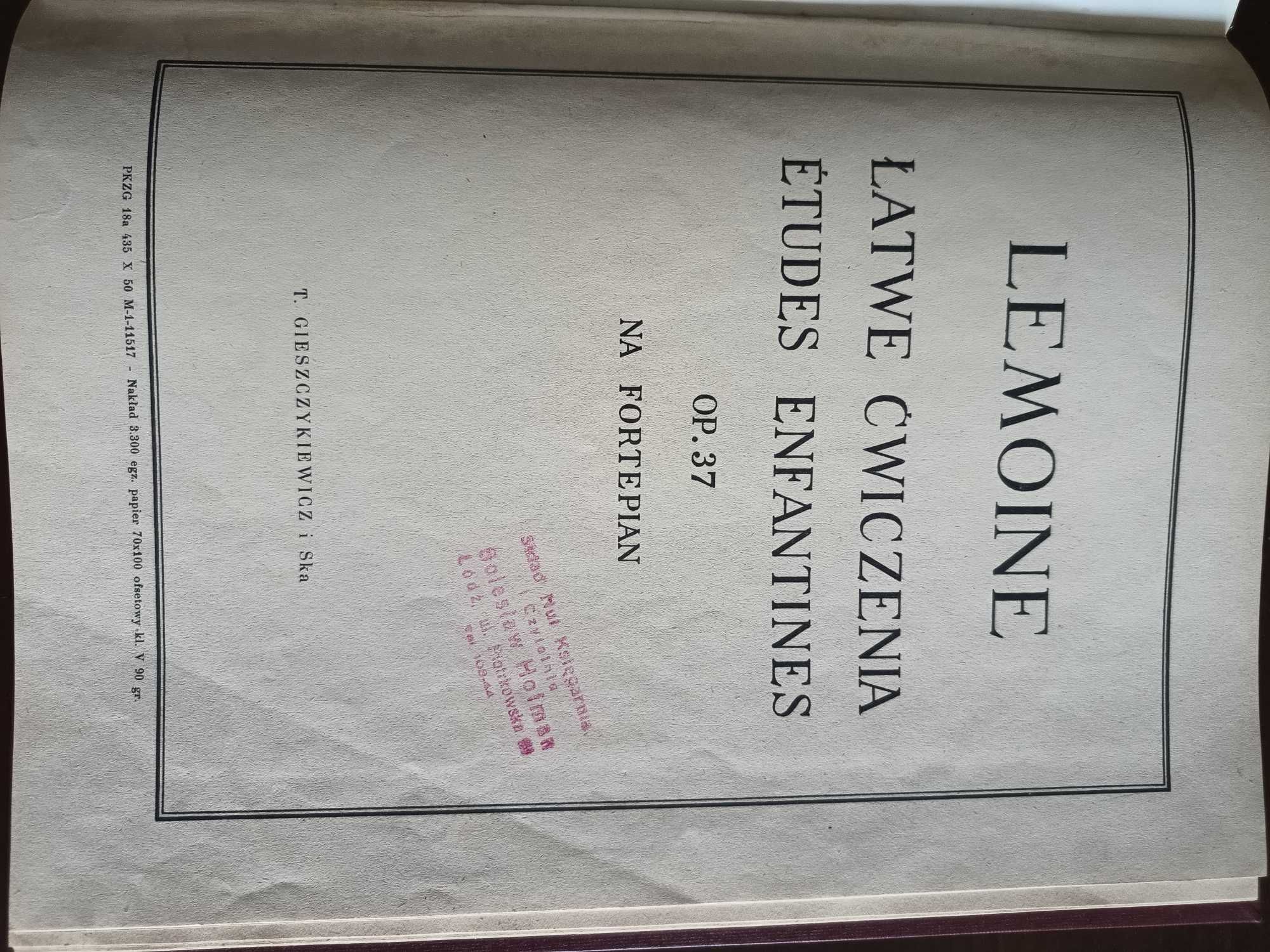 Lemoine, Łatwe ćwiczenia op. 37 na fortepian