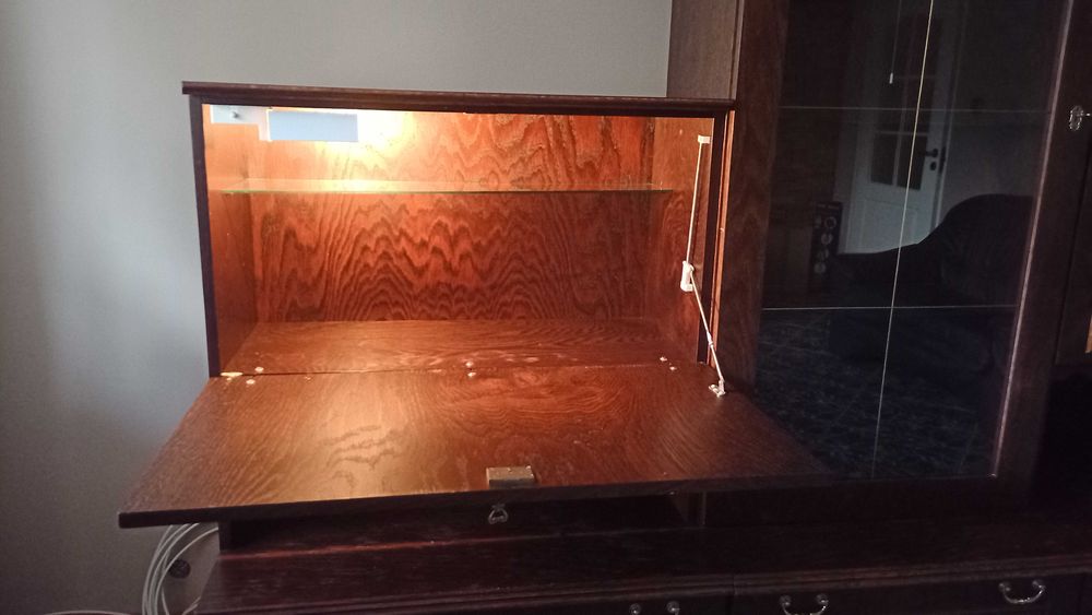 Meble vintage do salonu, zestaw, komplet, meblościanka - szafa witryny