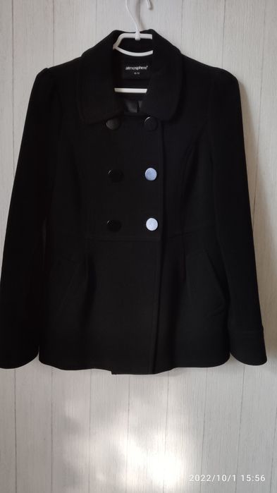 Двобортне чорне напівпальто, куртка Atmosphere