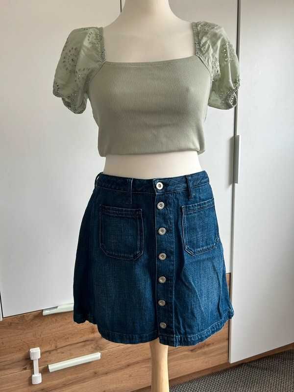Spódniczka mini jeansowa guziki Pinterest